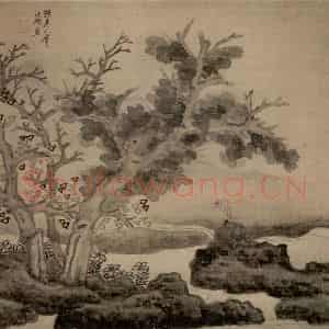 1650年 陈洪绶《为豫和尚画册》国画花鸟写意作品图片鉴赏