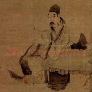 1651年 陈洪绶《参禅图轴》国画人物工笔作品图片鉴赏