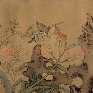 1651年 陈洪绶《花鸟草虫图卷》国画花鸟工笔作品图片鉴赏