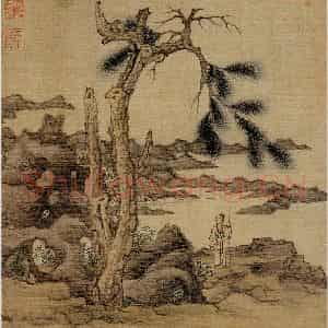 1651年 陈洪绶《杂画册》国画山水工笔作品图片鉴赏