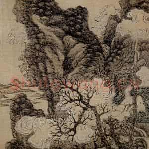 1651年 陈洪绶《杂画册》国画山水工笔作品图片鉴赏