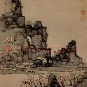 1651年 陈洪绶《杂画册》国画山水工笔作品图片鉴赏