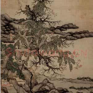 1651年 陈洪绶《杂画册》国画山水工笔作品图片鉴赏