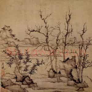 1651年 陈洪绶《模古图》国画山水写意作品图片鉴赏