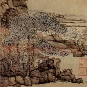 1651年 陈洪绶《模古图》国画山水工笔作品图片鉴赏
