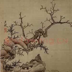 1651年 陈洪绶《模古图》国画山水写意作品图片鉴赏