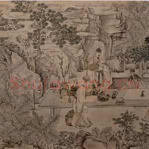 1725年 陈洪绶《西园雅集图卷》国画人物工笔作品图片鉴赏