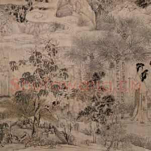 1725年 陈洪绶《西园雅集图卷》国画人物工笔作品图片鉴赏