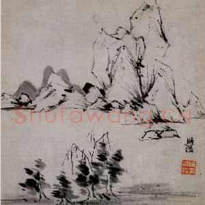 1619年 陈洪绶《模古图》国画山水写意作品图片鉴赏