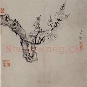 1647年 陈洪绶《梅竹山水图册》国画花鸟写意作品图片鉴赏
