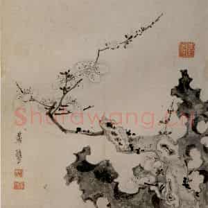 1647年 陈洪绶《梅竹山水图册》国画花鸟写意作品图片鉴赏