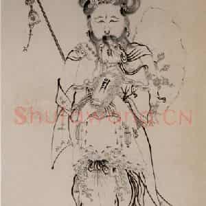 1620年 陈洪绶《凖提佛母法像轴》国画人物工笔作品图片鉴赏