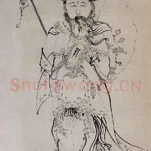 1620年 陈洪绶《凖提佛母法像轴》国画人物工笔作品图片鉴赏