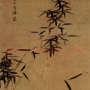 1630年 陈洪绶《摹李息斋墨竹图轴》国画花鸟写意作品图片鉴赏