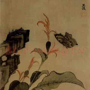 1633年 陈洪绶《花鸟图册》国画花鸟工笔作品图片鉴赏