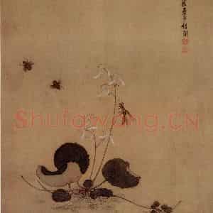 1633年 陈洪绶《花鸟图册》国画花鸟工笔作品图片鉴赏