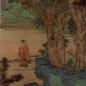 1633年 陈洪绶《山水人物图轴》国画山水工笔作品图片鉴赏