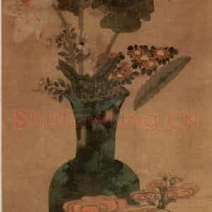 1633年 陈洪绶《和平呈瑞图轴》国画花鸟工笔作品图片鉴赏