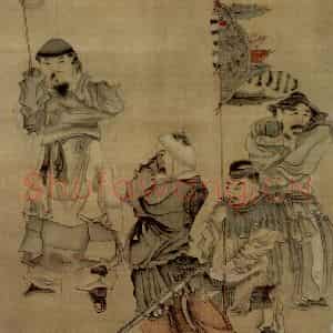 1635年 陈洪绶《苏李泣别图轴》国画人物工笔作品图片鉴赏