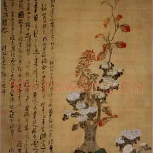 1635年 陈洪绶《冰壶秋色图轴》国画花鸟工笔作品图片鉴赏