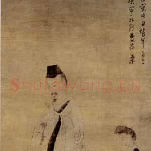 1636年 陈洪绶《老妪解诗图轴》国画人物工笔作品图片鉴赏