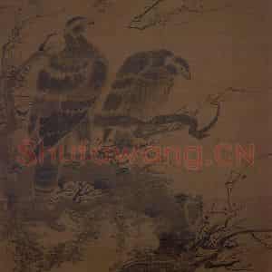 明代 林良《双鹰图轴》国画花鸟兼工带写作品图片鉴赏