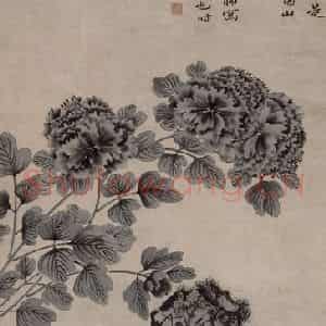 明代 陈鹤《牡丹图轴》国画花鸟写意作品图片鉴赏
