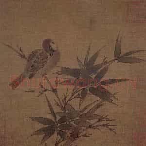 南宋 吴炳《竹雀图页》国画花鸟工笔作品图片鉴赏
