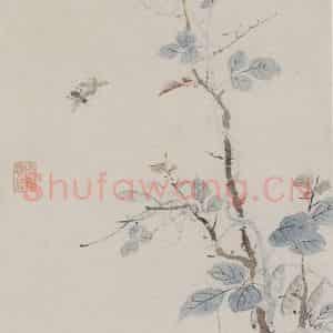 清代 王武《秋棠豆荚图轴》国画花鸟写意作品图片鉴赏