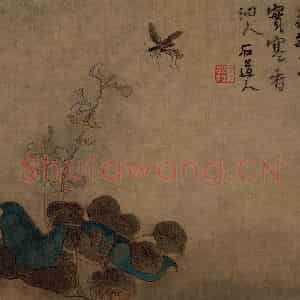 清代 髡残《秋虫豆荚图页》国画花鸟工笔作品图片鉴赏