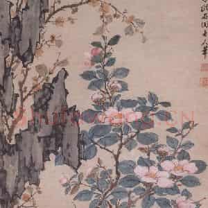清代 罗聘《花卉轴》国画花鸟写意作品图片鉴赏