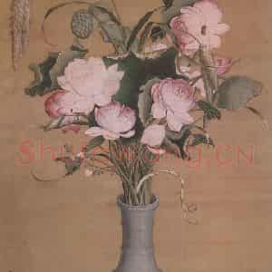 清代 郎世宁《聚瑞图轴》国画花鸟工笔作品图片鉴赏
