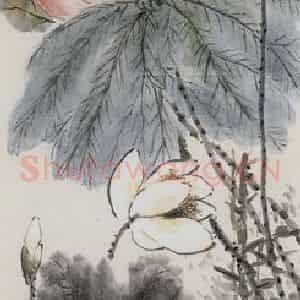 清代 蒲华《红蓼荷花图轴》国画花鸟写意作品图片鉴赏
