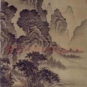 明代 戴进《溪堂诗思堂》国画山水作品图片鉴赏