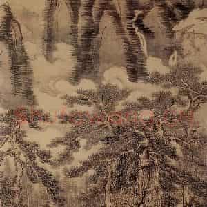 明代 戴进《长松五鹿图》国画山水作品图片鉴赏