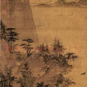 明代 戴进《溪桥策蹇图》国画山水作品图片鉴赏
