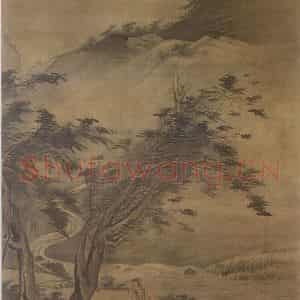 明代 吴伟《临流读书图》国画山水作品图片鉴赏
