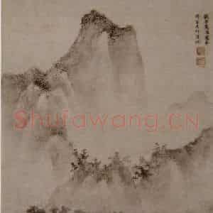 明代 戴进《仿燕文贵山水图》国画山水作品图片鉴赏