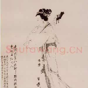明代 吴伟《琵琶美人图》国画人物作品图片鉴赏