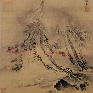 明代 戴进《三鹭图》国画山水作品图片鉴赏