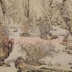 仇英《仿李唐山水卷图》国画综合作品图片鉴赏