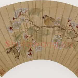 仇英《海棠山鸟图》国画综合作品图片鉴赏