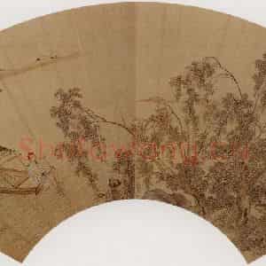 仇英《柳溪泛舟图》国画综合作品图片鉴赏