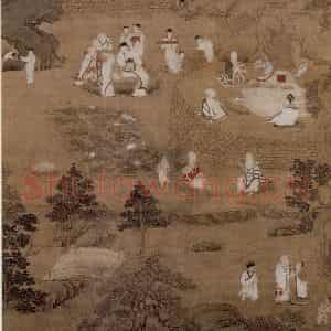 仇英《莲社图》国画综合作品图片鉴赏