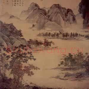 仇英《秋江待渡图》国画综合作品图片鉴赏