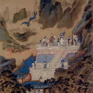 仇英《吹箫引凤图》国画综合作品图片鉴赏