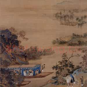 仇英《浔阳琵琶图》国画综合作品图片鉴赏