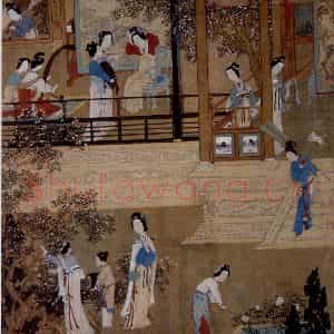 仇英《贵妃晓妆图》国画综合作品图片鉴赏