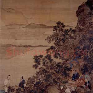 仇英《子路问津图》国画综合作品图片鉴赏