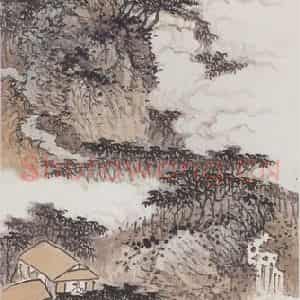 1940年 萧谦中《山青半云出》国画山水工笔作品图片鉴赏